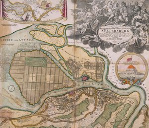 Kort over Petersborg Sankt Petersborgs masterplan, ca. 1718-1719