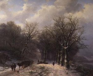 Trævognen om vinteren af Johann Bernard Klombeck