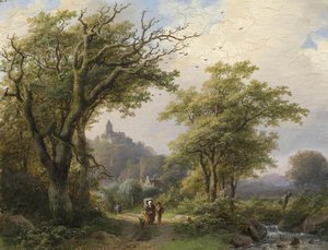Vandrere ved åen af Johann Bernhard Klombeck