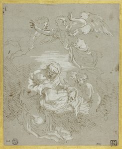 Madonna og barn med engle af Johann Carl Loth