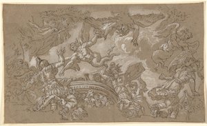 Harpierne angriber Aeneas og hans ledsagere af Johann Carl Loth