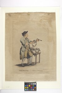 Wälsche Würste Kauft - Salami Italiani (håndfarvet radering) af Johann Christian (after) Brand