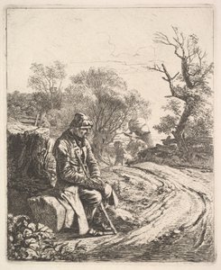 En gammel mand, der sidder i vejkanten, 1818.
