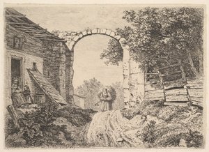 Pige med et læs hø, uden for Thorbogen, 1817. af Johann Christian Erhard