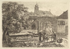 Vasketøjsdame ved en artesisk brønd, 1817. af Johann Christian Erhard