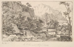 Peasant with Cow and Calf, in the Unterberg near the Berchtesgaden, 1818. dani af Johann Christian Erhard