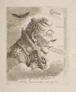 «Den store bjørn», karikatur af den russiske greve Mattweff (muligvis maleren Fjodor Matvejev) af Johann Christian Reinhart