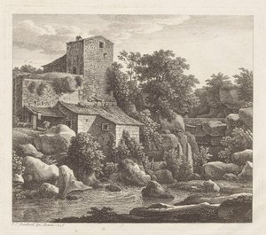 Et hus ved en bjergbæk af Johann Christian Reinhart