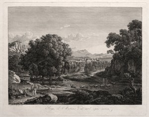 Heroic Landscape: Cattle Crossing the River, 1795. af Johann Christian Reinhart