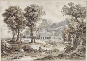 Klassisk landskab med Leonidas-monumentet af Johann Christian Reinhart