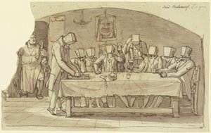 Kunstnerløjer på en osteria i Rom af Johann Christian Reinhart