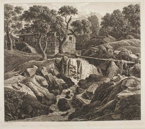 Landskab med møllehjul af Johann Christian Reinhart