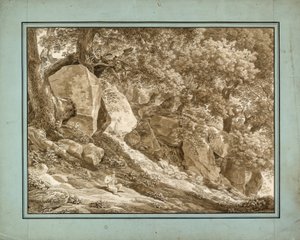 Rocky Landscape with Pan Playing His Flutedani