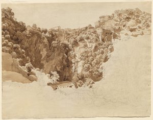 Tivoli og Sibyllens tempel over Aniene-kløften af Johann Christian Reinhart