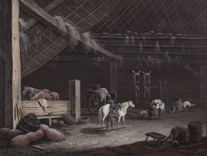 Den hvide hest: ladeinteriør af Johann Christoph Dietzsch