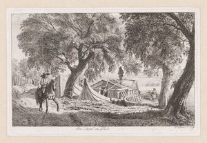 Fortøjede både ved en kanal i Wien Am Canal i Wien (titel på objekt) af Johann Christoph Erhard