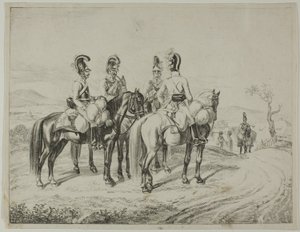 Fire Cuirassiers på en skråning af Johann Christoph Erhard