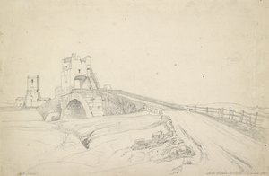 Ponte Salario nær Rom, 1821 (grafit på råhvidt papir)