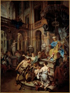 Salomons dom To kvinder foregiver at være mor til det samme barn. Maleri af Johann Conrad Seekatz (1719-1768) (ec.all.) 1700-tallets Brest, Museum of Fine Arts