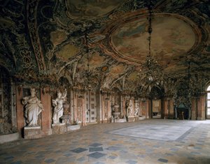 Udsigt over den store salon af slottet Weissenstein, arkitekt Johann Dientzenhofer (1663-1726) 1714 Pommersfelden, Tyskland af Johann Dientzenhofer