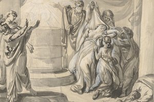 En antik offerscene, verso: Skitse af en gruppe mennesker, 1779.