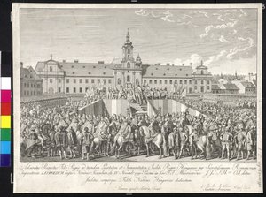 Kroning af kejser Leopold II til kongen af Ungarn i Bratislava den 15. november 1790 (kobberstik)