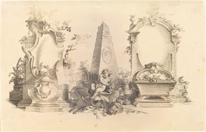 Cartouche Moderne med Dødens Emblemer af Johann Esaias Nilson