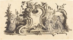 Moderne kartoucher prydet med [forskellige figurer] (plade VI-1 fra sættet) af Johann Esaias Nilson