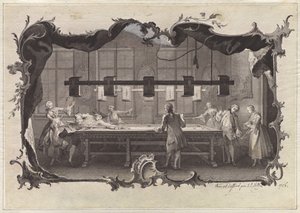 Mine damer og herrer spiller billard af Johann Esaias Nilson