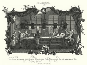 The Game of Billard (gravering) af Johann Esaias Nilson