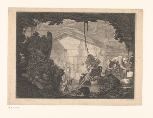 Arkitektur Capriccio med figurer af Johann Ferdinand Hetzendorff von Hohenberg