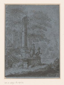 Landskab med ruiner og to figurer af Johann Friedrich Alexander Thiele