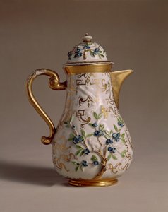 Kaffekande, dekoreret med påsat relief, Meissen, ca. 1710 porcelæn