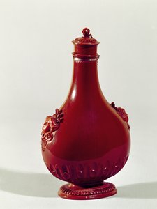 Pilgrimsflaske, Meissen, ca. 1710 rødt stentøj