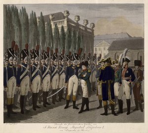Parade af de franske garder ved Lustgarten i Berlin 1806 - Juegel, Johann Friedrich (1772-1833) - 1806 - Akvatinte - 31,6x39 - Privat samling