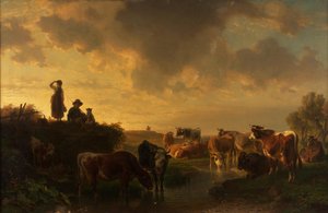 Aften på græsgangene af Johann Friedrich Voltz