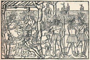 Den første repræsentation af folket i den nye verden, 1505, 1912 af Johann Froschauer