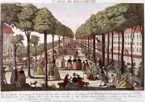 Leipzig-promenaden i slutningen af det 18. århundrede. gravering af Rosmesler & Bergmuller.