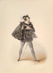 Kostumestudie for Belmonte i bortførelsen fra Seraglio af W.A. Mozart, ca. 1830-50. af Johann Georg Christoph Fries