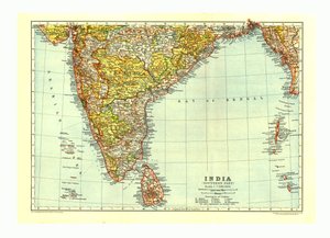 Kort over Indiens sydlige del, c1910 af Johann Georg Justus Perthes