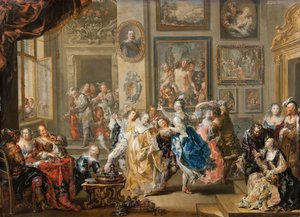 Dansescene med paladsinteriør, 1731-1734.