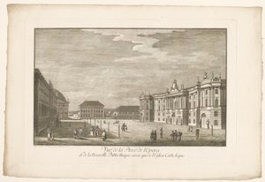 Udsigt over Bebelplatz i Berlin med Alte Bibliothek og det gamle palads og Sint-Hedwigskathedraal Udsigt over Place de l