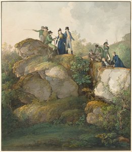 En kongelig fest, der beundrer solnedgangen på toppen af Hesselberg-bjerget, 1801. af Johann Georg von Dillis