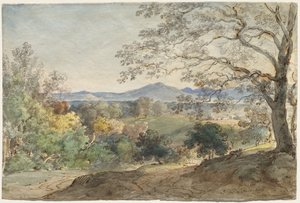 En udsigt over Inn-dalen til Alperne og Neubeuern, ca. 1790.