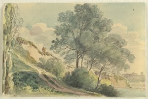 En skråning ved Isar med træer af Johann Georg von Dillis
