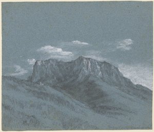 Rauschberg, ca. 1800 (sort kridt, grafit og hvid gouache) af Johann Georg von Dillis
