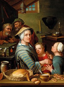 Et køkkeninteriør med figurer, anden halvdel af 1700-tallet.. af Johann Gerlach Lambert