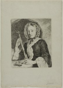 Kvinde med en parasol (Fru Friedrich Christian Glume, kunstnerens svigerinde) af Johann Gottlieb Glume