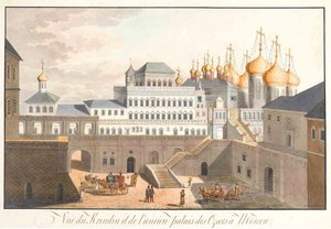 Udsigt over Kreml i Moskva. Terem-paladset, 1813 af Johann Gottlieb Lohrer