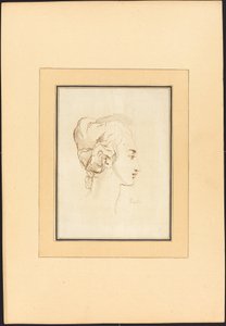 Hoved af en kvinde af Johann Gottlieb Prestel after Guercino